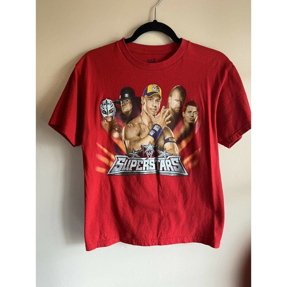 EXCELLENT BOYS WWE SUPERSTARS RED NOVELTY T-SHIRT SIZE L (14/16) - Picture 4 of 8